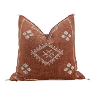 24" Rust Trail Moroccan Silk Pillow For Sale