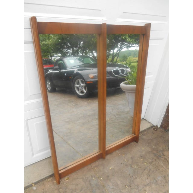 Wood Vintage Mid-Century Danish Modern Teak Double Wall Mirror For Sale - Image 7 of 9