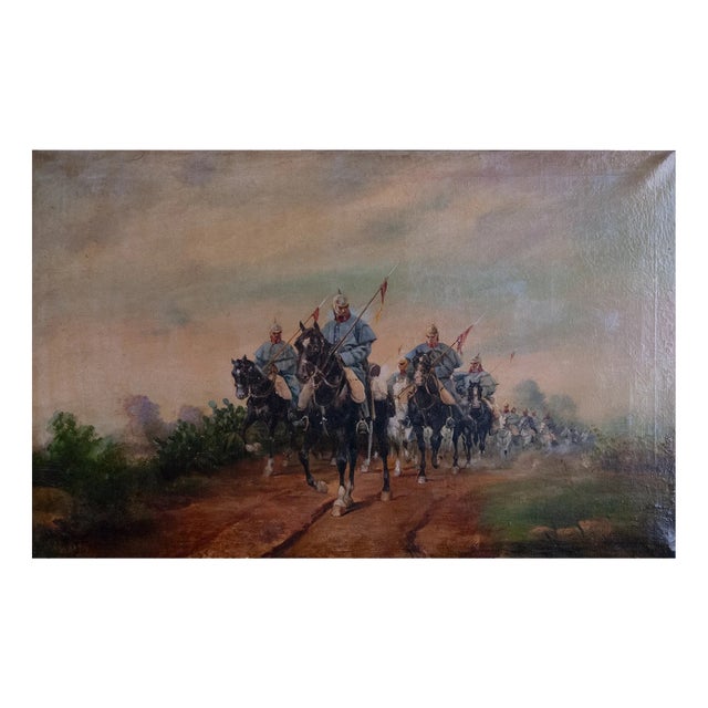 J. Cusachs, Cavalry Patrol at Dawn, Oil on Canvas For Sale