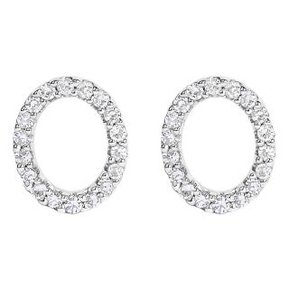10K White Gold 1/10 Cttw Diamond 'O' Initial Stud Earring For Sale