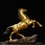 Late 20th Century Large Vintage Gilt Brass Galloping Horse Sculpture - Feng Shui "Success" Statue on Base For Sale - Image 5 of 9