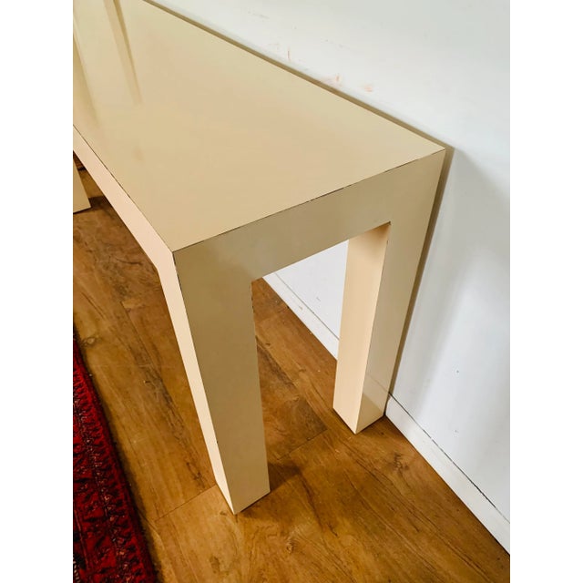 Campaign Late 20th Century Peach Formica Console Table For Sale - Image 3 of 8
