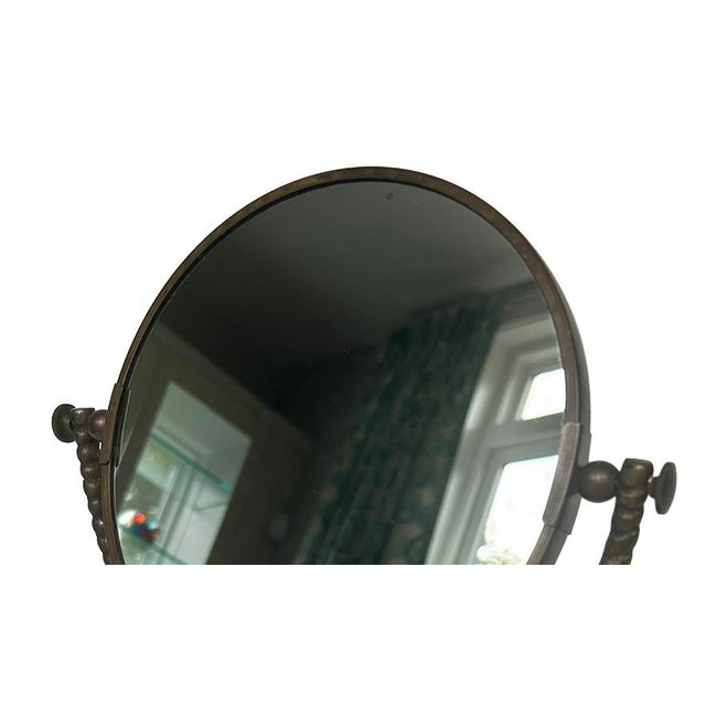 Brass and Marble Hummingbird & Flower Tabletop Vanity Mirror For Sale - Image 12 of 12