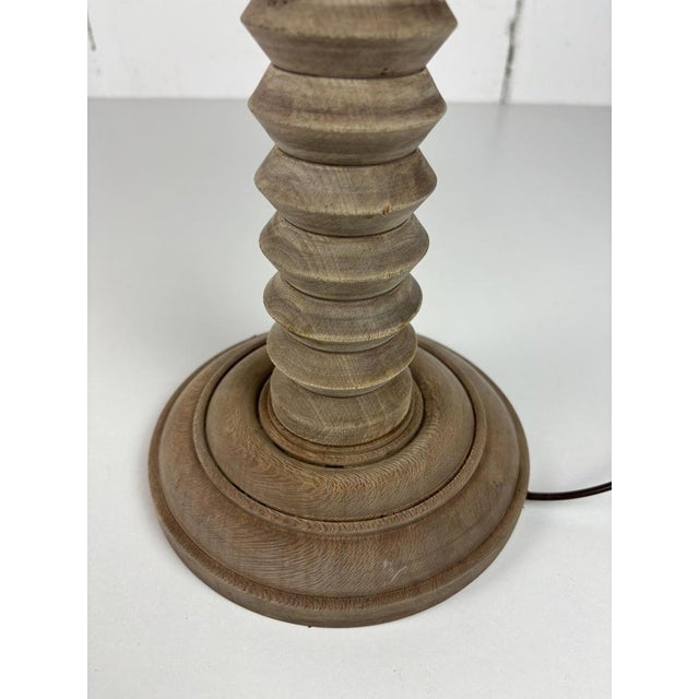 Mid-Century Modern French Brutalist Wood Turned Table Lamp by Charles Dudouyt, 1950s For Sale - Image 6 of 16