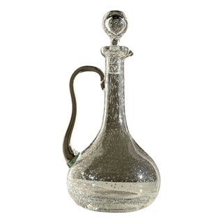 Large Clear Glass Carafe with Stopper from Biot, 1956 For Sale