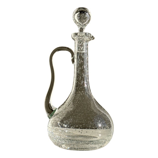 Large Clear Glass Carafe with Stopper from Biot, 1956 For Sale