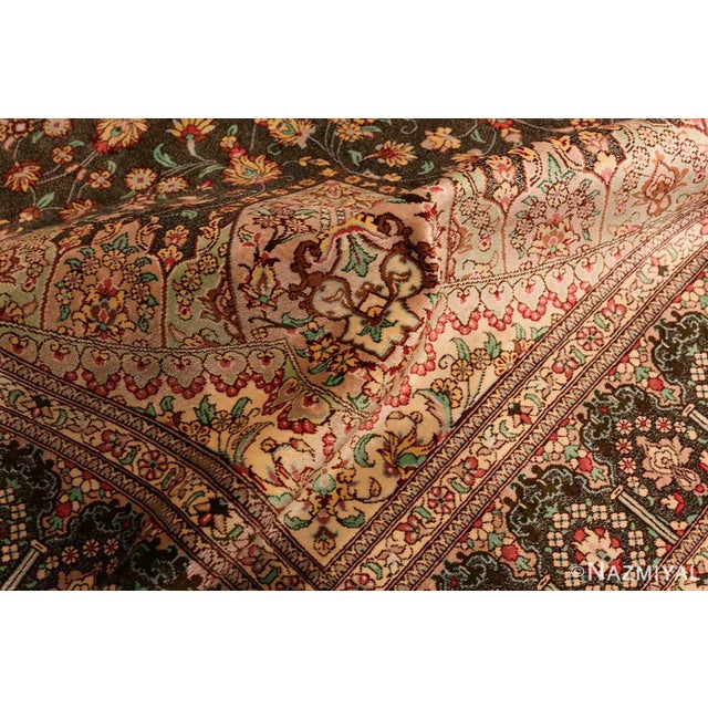 Late 20th Century Nazmiyal Collection Floral Silk Vintage Persian Qum Rug For Sale - Image 5 of 8