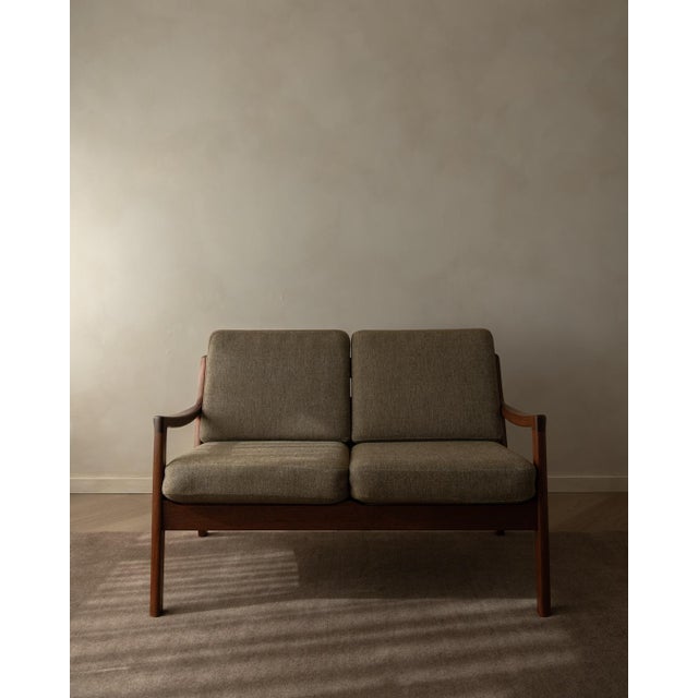 Mid-Century Modern Vintage Danish Senator 2-Seater Sofa with Teak Frame by Ole Wanscher for Cado, 1960s For Sale - Image 3 of 18