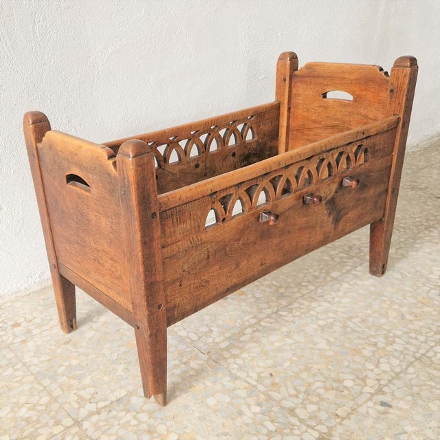 Antique Cot in Carved Wood For Sale - Image 4 of 12
