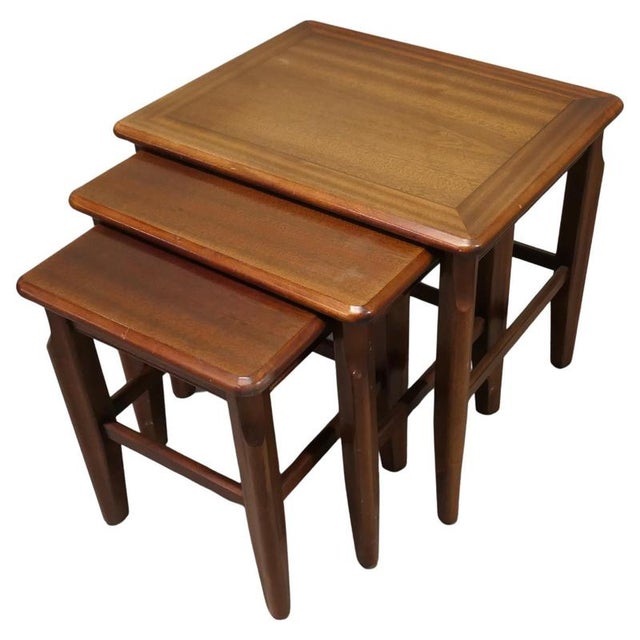 Brown Nesting Tables, 1970s, Set of 3 For Sale - Image 8 of 8