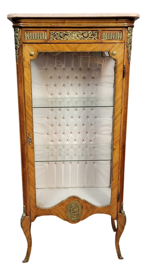 Louis XV Style Display Cabinet in Rosewood and Gilt Bronze