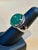 18 Carat Huge Emerald Cabochon 14 Karat White Gold Cocktail Ring Vintage Unisex For Sale In New York - Image 6 of 8