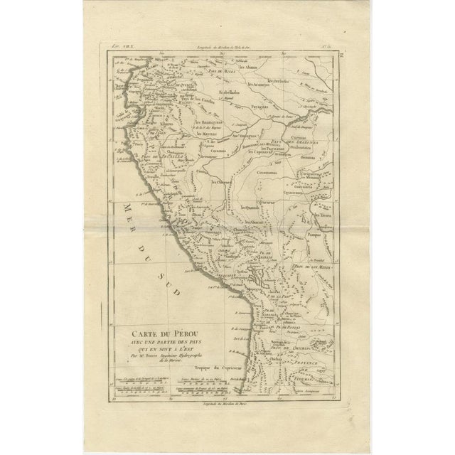 This finely engraved late-18th-century map depicts Peru and the adjoining regions to the east, titled Carte du Pérou avec...