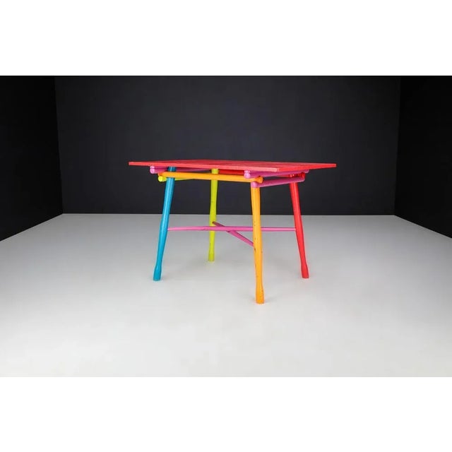 Mid-Century French Folk Art Painted Beechwood Table, France, 1960s For Sale - Image 10 of 13