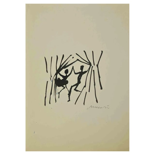 Mino Maccari, Study for Spoleto Film Festival, Watercolor, 1960s For Sale