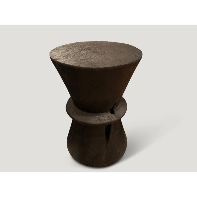Contemporary Andrianna Shamaris Minimalist Charred Suar Wood Side Table For Sale - Image 3 of 5