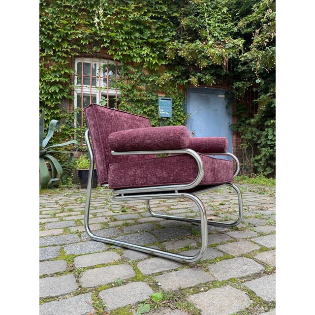 Halina Armchair in Purple Upholstered and Chrome Finish by Hellerau For Sale - Image 11 of 11