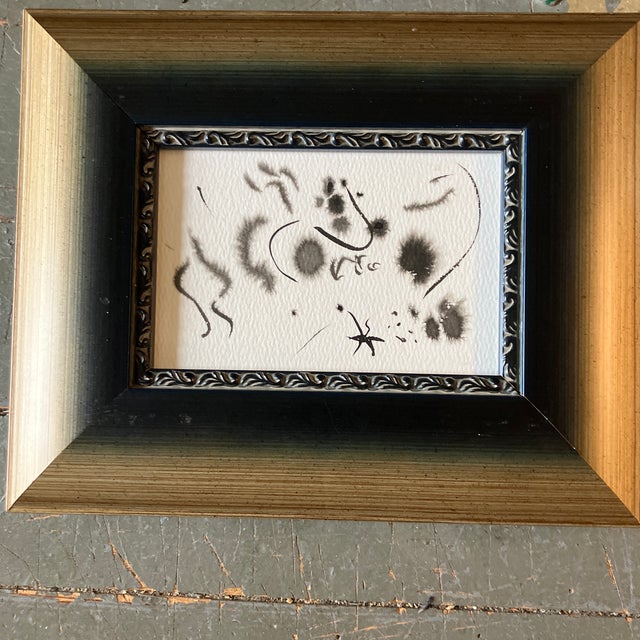 2 original 4 x 6 ink paintings on heavy paper 1 is heightened with copper metallic paint Unsigned Overall size is 8.5 x...