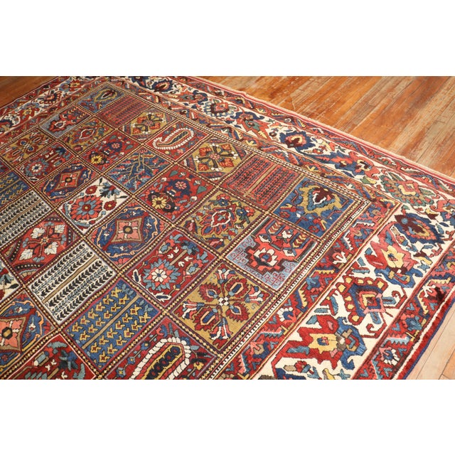 Zabihi Collection Persian Bakhtiari Garden Box Square Room Size Rug For Sale In New York - Image 6 of 10