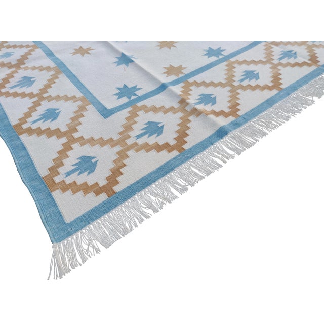Handmade Cotton Star and Gingham Rug For Sale - Image 6 of 11