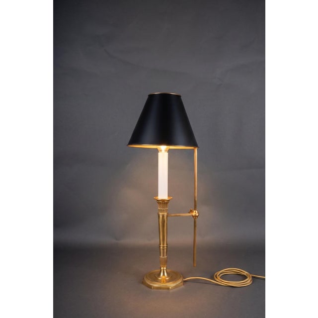 1950s Brass Bouillotte Table Lamp with Adjustable Black Metal Shade, 1950s For Sale - Image 5 of 16