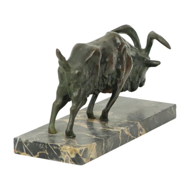Antique Goat Sculpture in Bronze and Marble, 1920s For Sale - Image 4 of 18