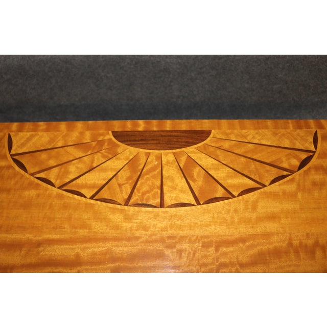 Adams Style Satinwood Demilune Console Table Maitland Smith Quality For Sale - Image 10 of 11