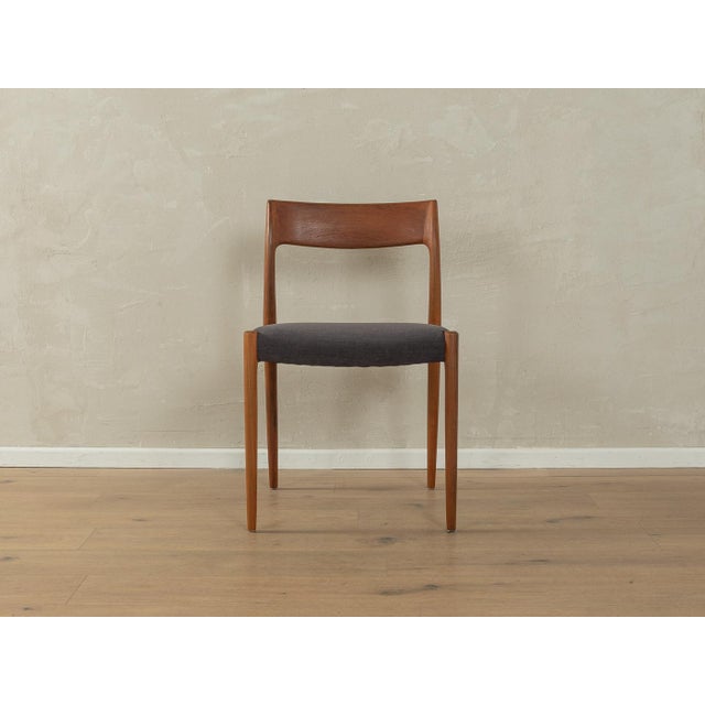 Model 77 dining chair from the 1950s by niels o. Møller. Solid teak frame. The seat has been reupholstered and covered...