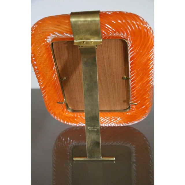 Orange Twisted Murano Glass and Brass Photo Frame, 2000s For Sale - Image 4 of 15