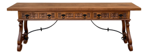 20th Century Spanish Rustic Carved Wood Console Table , 1965
