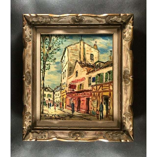 Robert Le Berger, Montmartre Place Du Tertre, 1960s, Oil on Canvas For Sale - Image 10 of 10