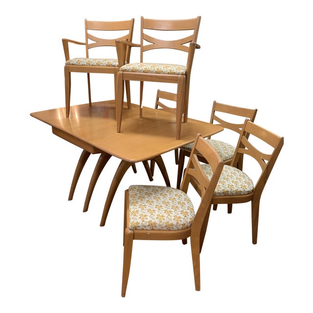 Vintage Mid Century Modern Heywood Wakefield Wishbone Dining Set 7 Pieces Chairish