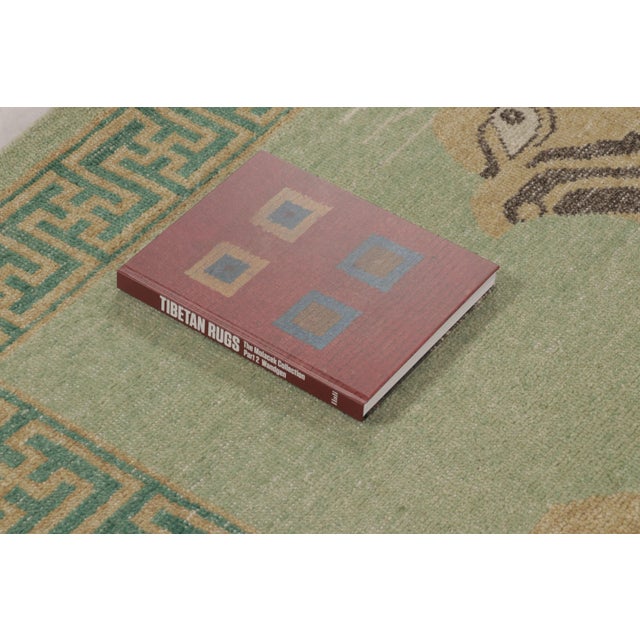 Rug & Kilim’s Distressed Tiger Rug in Green With Beige and Brown Pictorial For Sale - Image 10 of 10