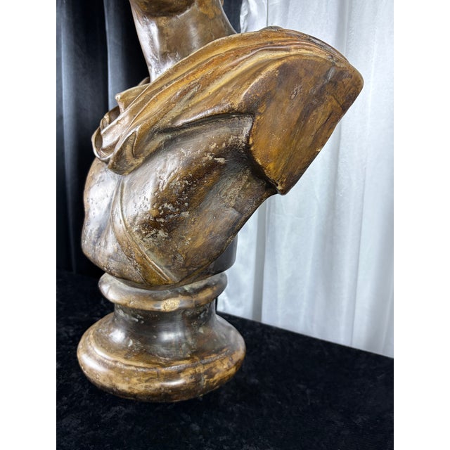 24" Mid-Century Italian Basco "Attila's Antiquity" Patinated Chalkware Bust of Apollo Belvedere For Sale - Image 9 of 11