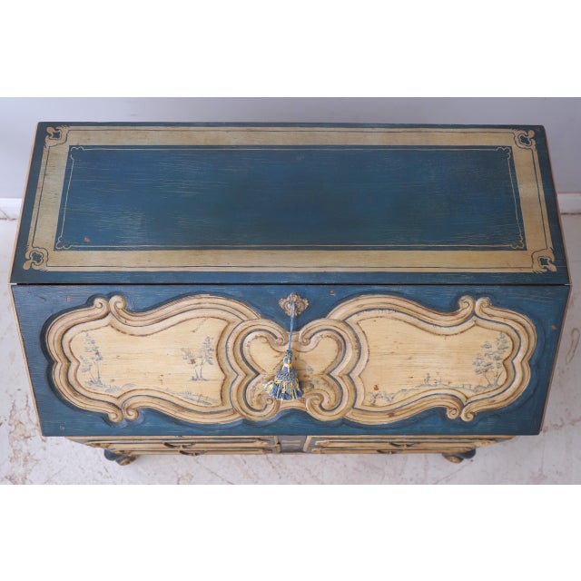Venetian Style Hand Painted Slant Front Desk For Sale - Image 12 of 16