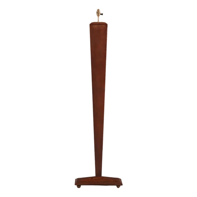 French Oak Floor Lamp in Angular Form, C. 1940. For Sale