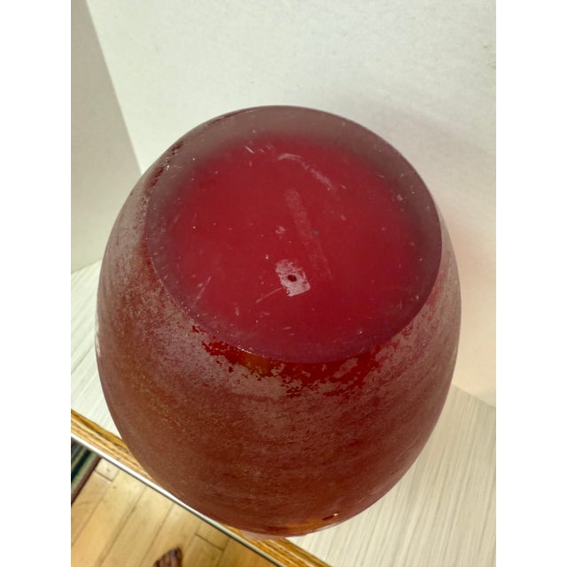Murano Italy Seguso Glass Vase - Brilliant Translucent Red and Bottle Green For Sale - Image 16 of 18