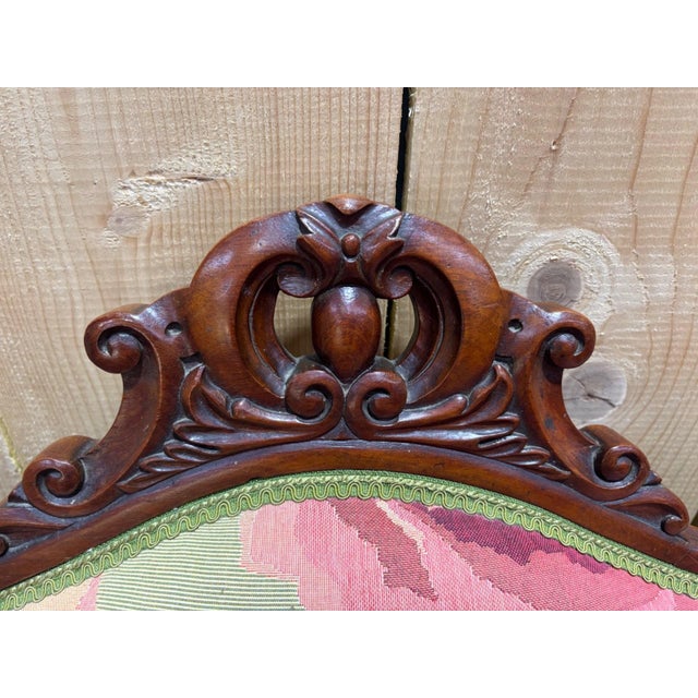 Napoleon III Living Room Set in Mahogany with Rose Fabric, Set of 9 For Sale - Image 5 of 11