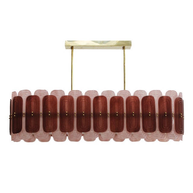 Murano Glass Suspension Lamp with Gilt Metal Structure, Italy, 1999 For Sale