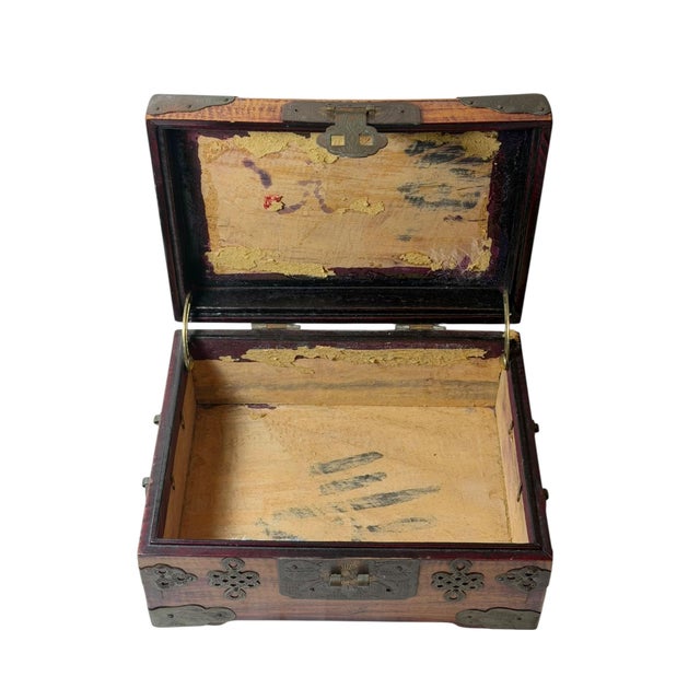 1920s Chinese Rosewood Box With Jade and Brass For Sale In Tampa - Image 6 of 9