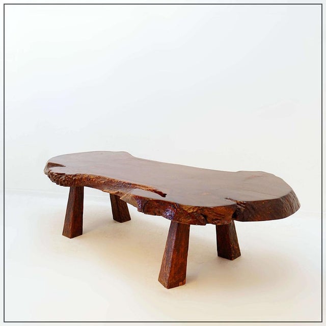 Large Mid-Century Brutalist Live Edge Coffee Table, 1950s For Sale - Image 16 of 16