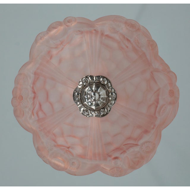 Rose French Art Deco Pendant Light by Degue 1930 France For Sale - Image 8 of 14