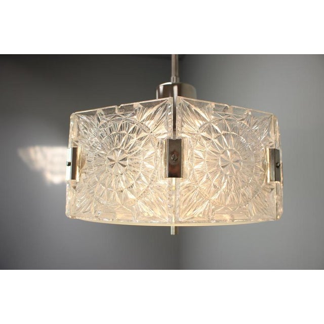 Czechoslovak Cut Glass and Chrome Pendant Light from Kamenický Šenov, 1970s For Sale - Image 12 of 13