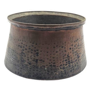 Antique Hand Hammered Copper Jam Pot Basin, French Country Farmhouse, 14.5" For Sale