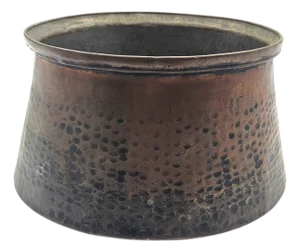 Antique Hand Hammered Copper Jam Pot Basin, French Country Farmhouse, 14.5"