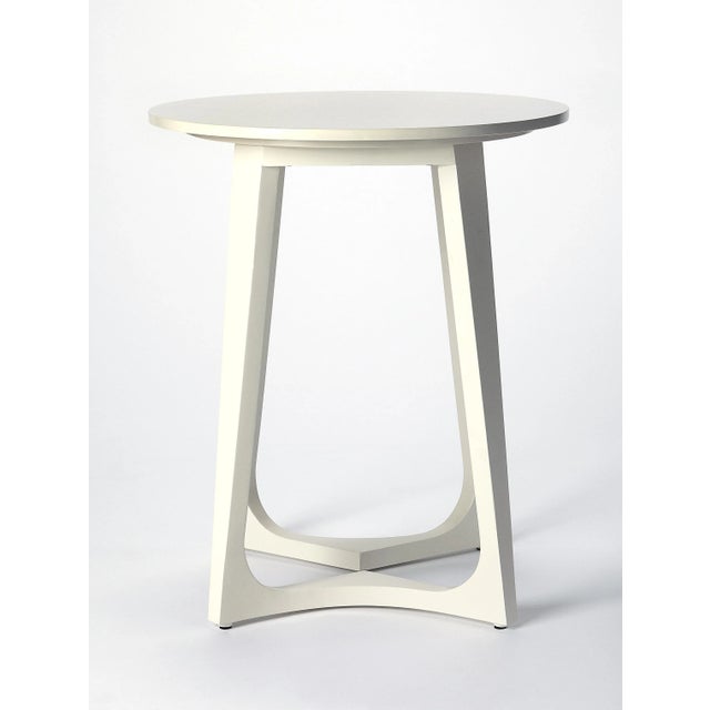 Mid-Century Modern Devin Accent Table, White For Sale - Image 3 of 5