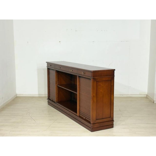 Wood English Style Mahogany Office Sideboard with Roll-Up Doors, 1960s For Sale - Image 7 of 12