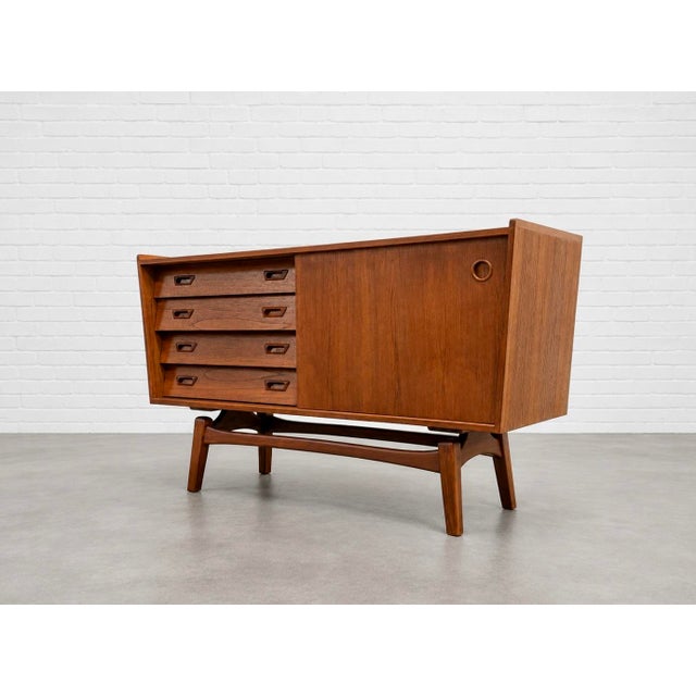 Mid Century Modern Styled Apartment Sized Asymmetrical Credenza / Media Stand / Sideboard For Sale - Image 4 of 12