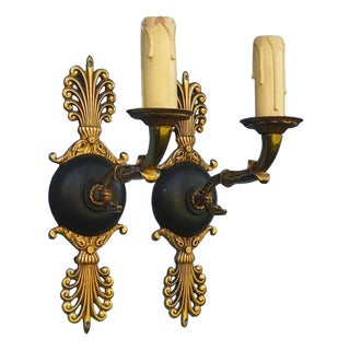 French Serpent Wall Sconces in Ornate Bronze and Gold, 1920s, Set of 2 For Sale