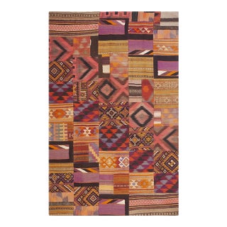 1930s Antique Multicolor Geometric Tribal Turkish Village Kilim Flatweave Rug For Sale